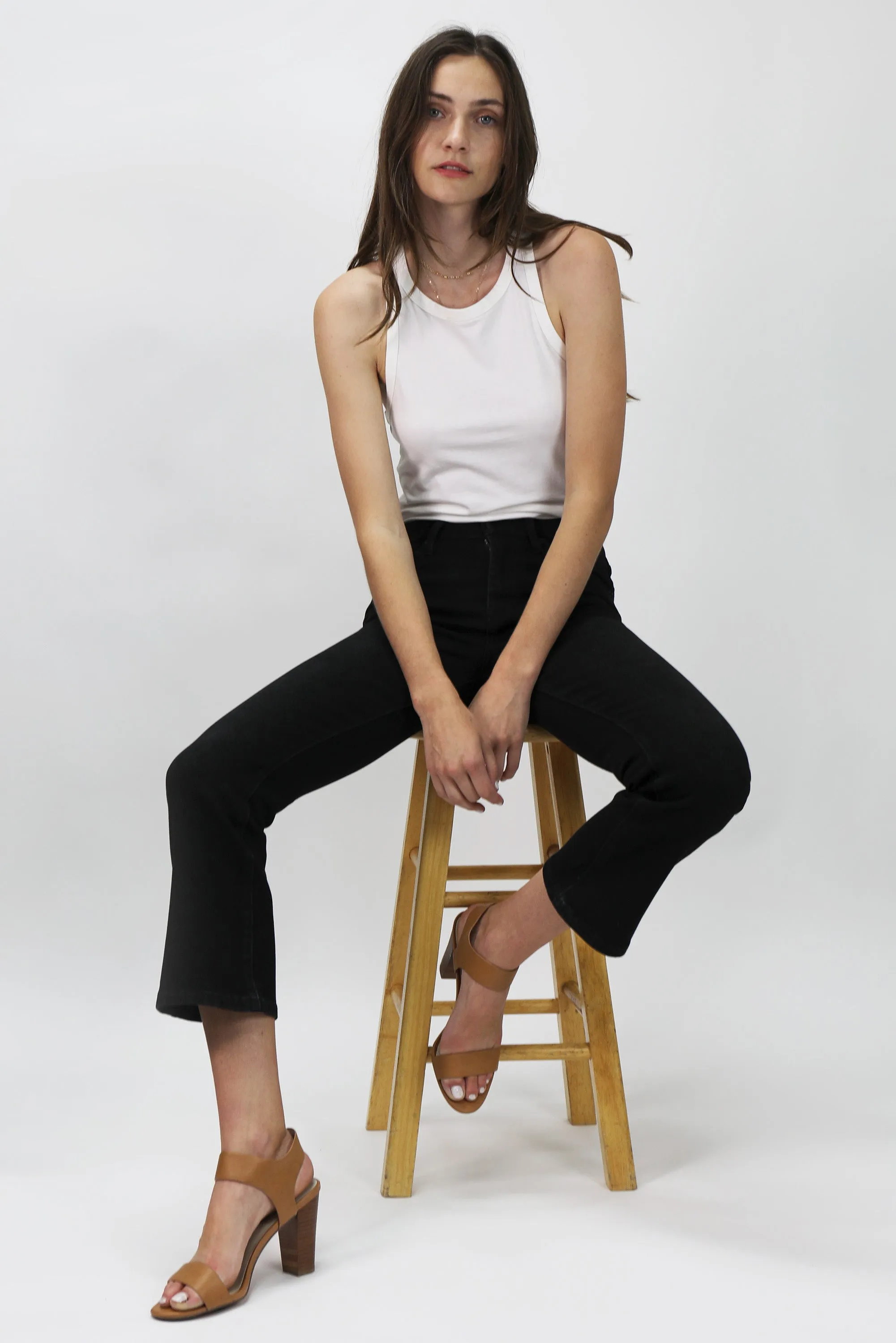 JEANNE SUPER HIGH RISE CROPPED FLARE JEANS BLACKWELL
