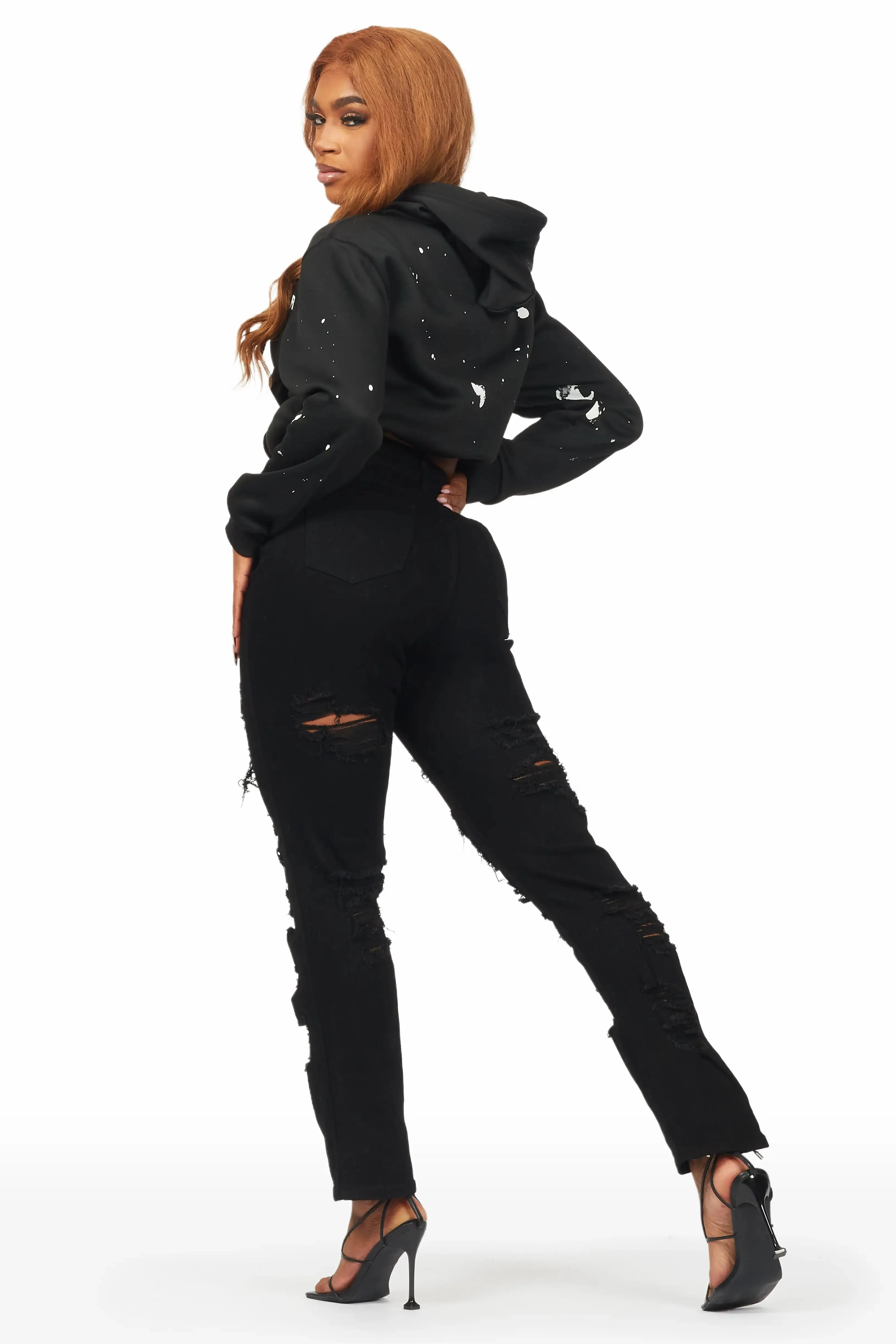 Kaydan Black Distressed Skinny Jean