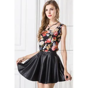 Ketty More  Women Round Neck Loose Floral Print Tank Top Multi-KMWSB706