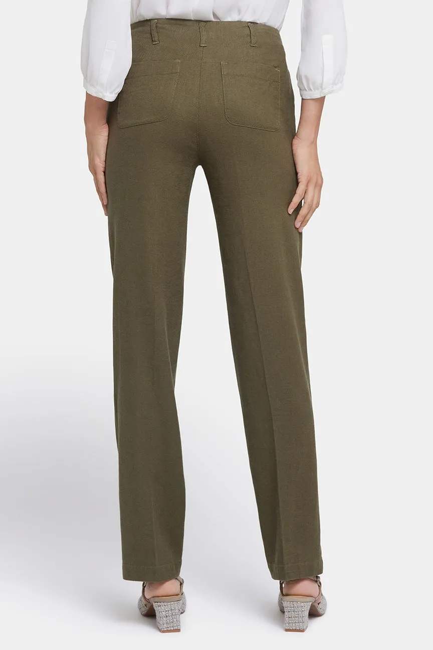 Marilyn Straight Pants In Stretch Linen | Bay Leaf