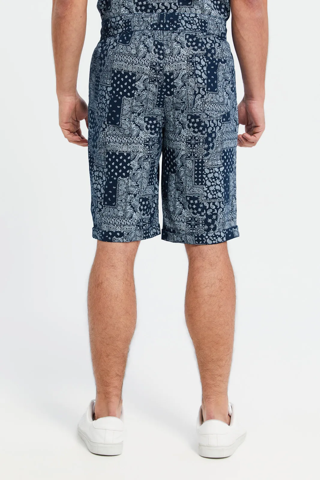 Men Blue All-Over Print Bermuda Shorts