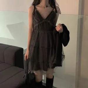 Mesh A-Line Dress With Ruffles