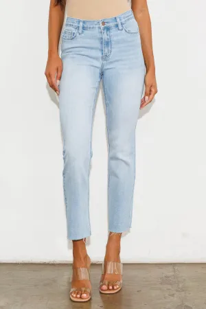 Mid Rise Straight Leg Jeans- Light Wash