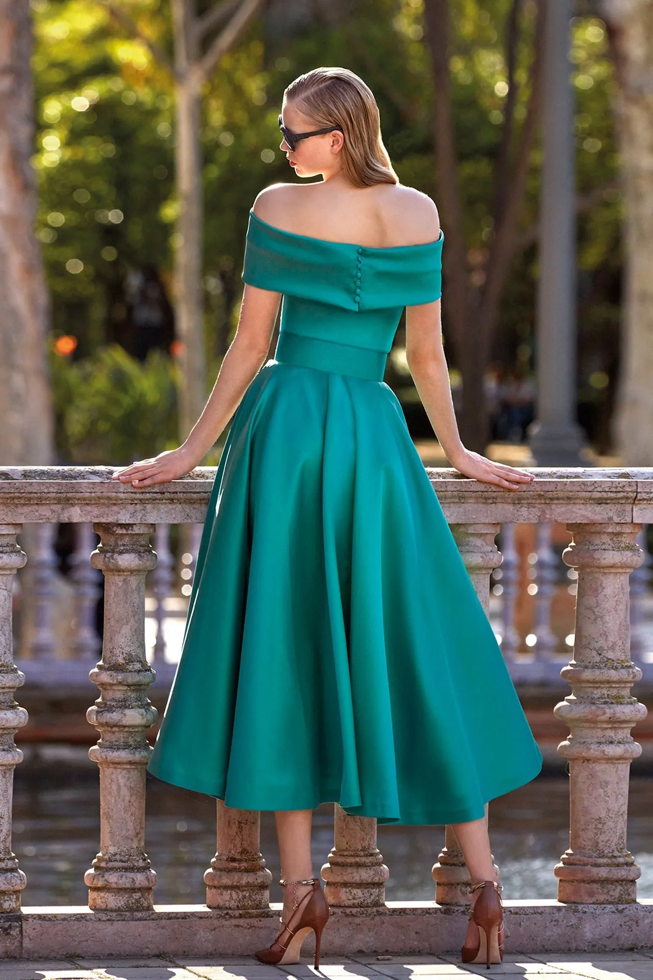 Mikado Off-The-Shoulder Midi Dress