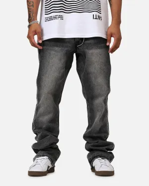 MNML B661 Flat Studded Flare Denim Jeans Vintage Black
