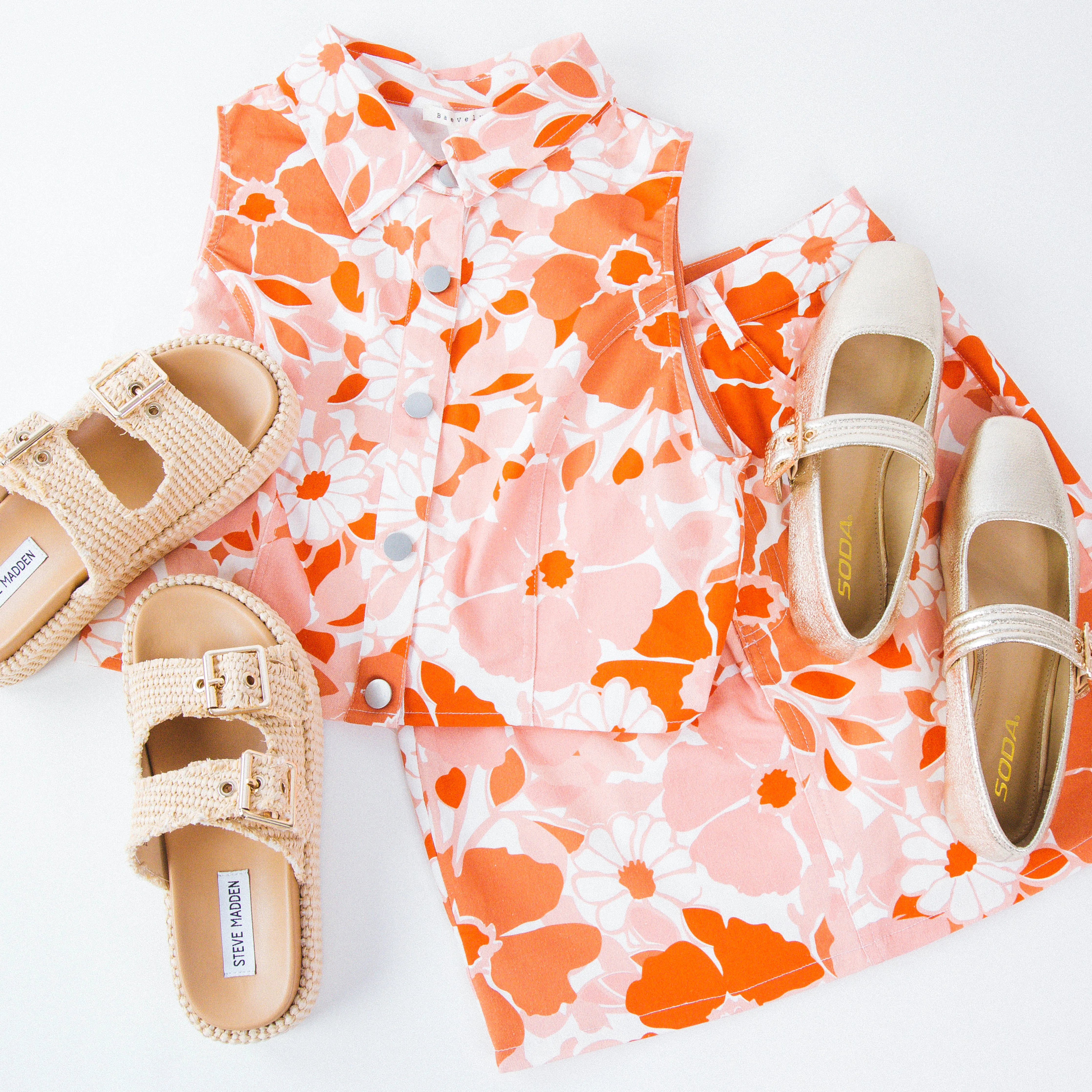 Myla Floral Collared Top, Orange Multi