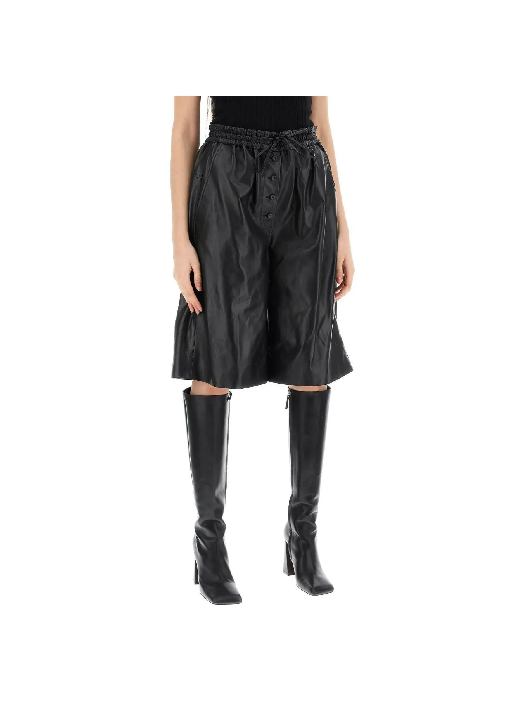 Nappa Leather Drawstring Shorts