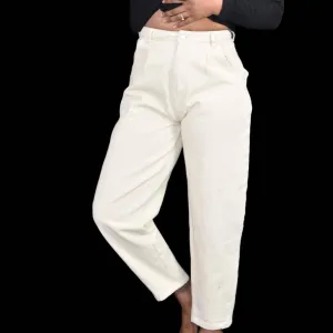Native Daughters Barrel Leg Jeans High Rise Waist Khaki Tapered Ankle Size Small
