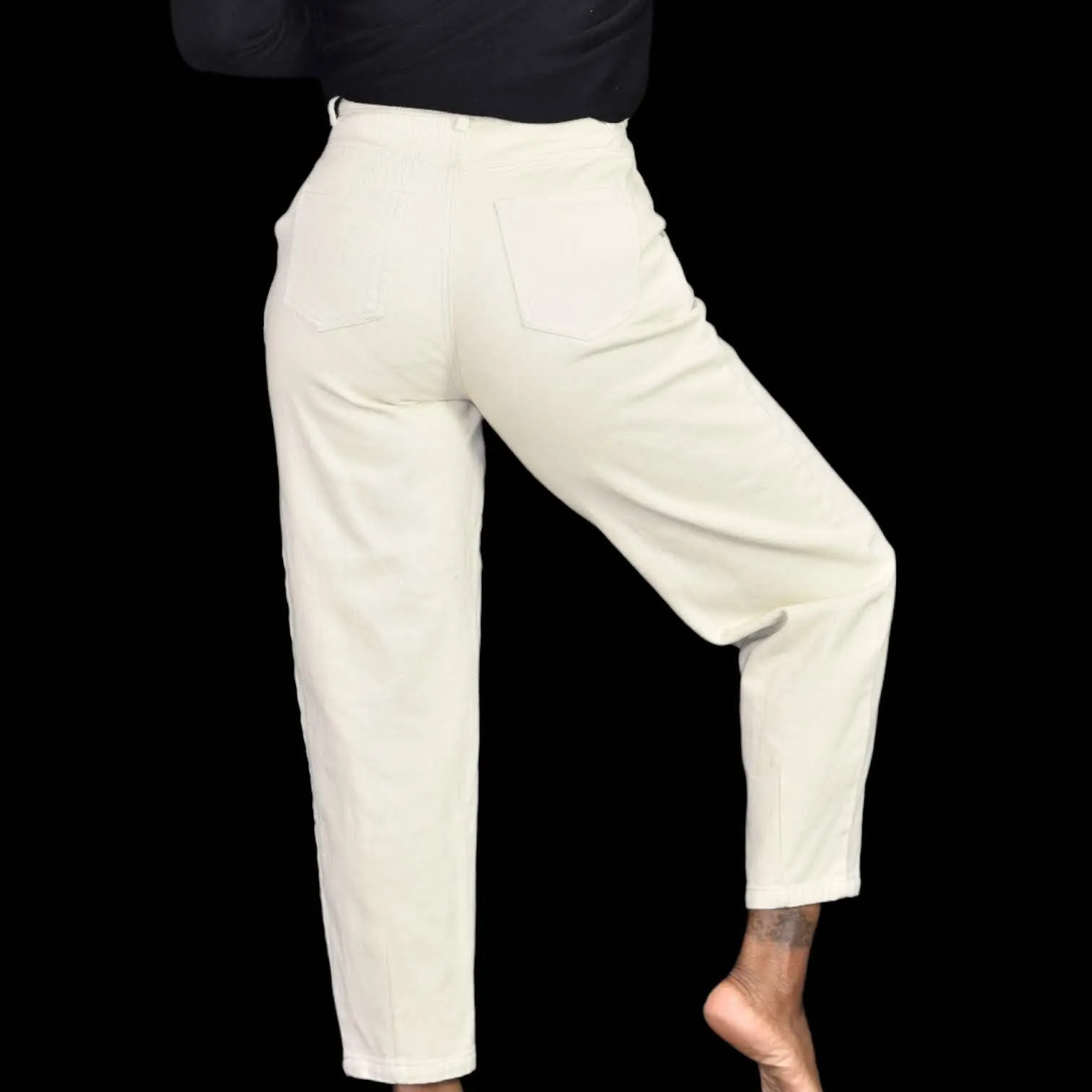 Native Daughters Barrel Leg Jeans High Rise Waist Khaki Tapered Ankle Size Small
