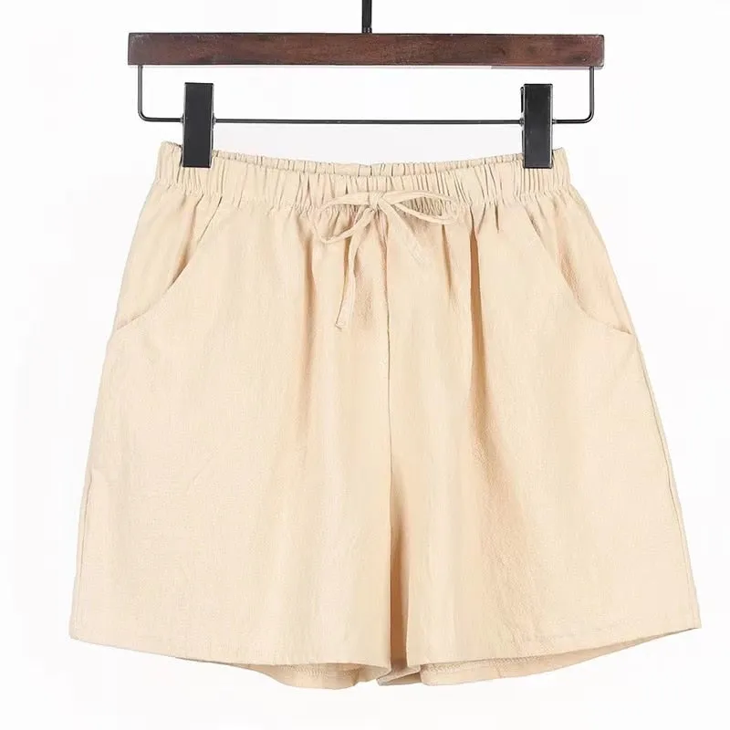 New Summer Cotton Linen Beach Shorts