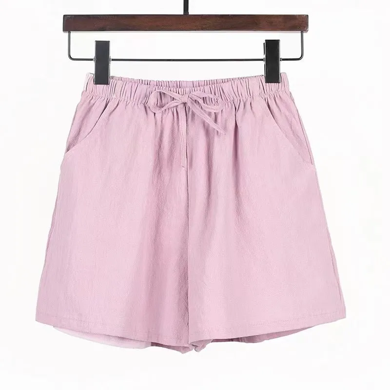 New Summer Cotton Linen Beach Shorts