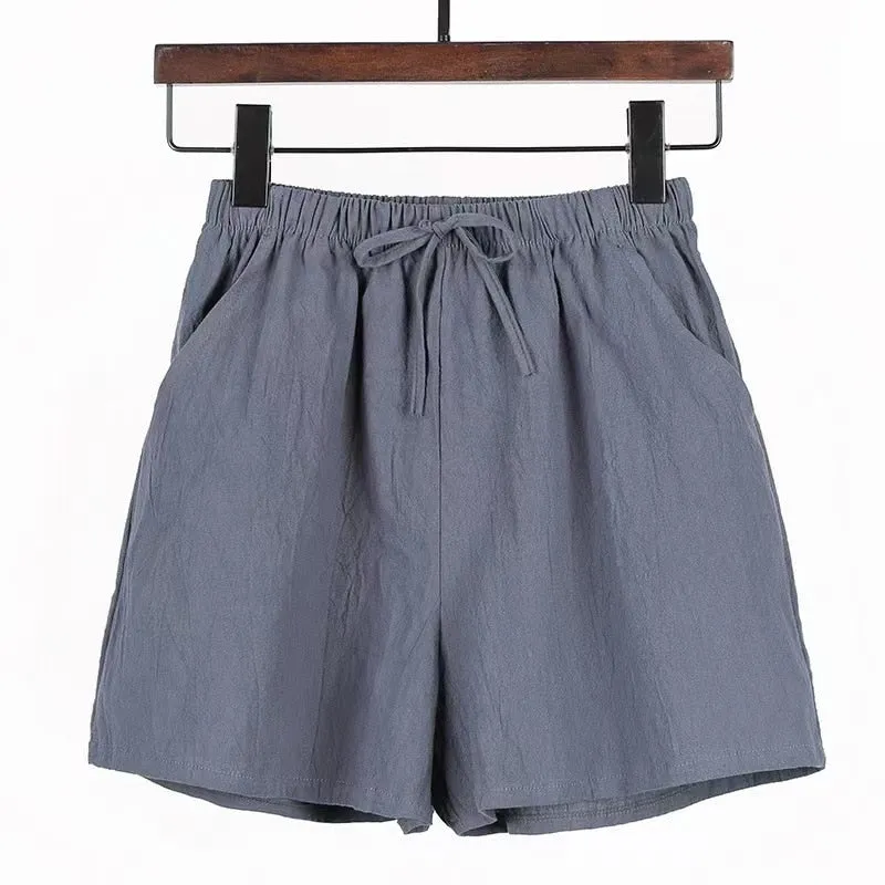 New Summer Cotton Linen Beach Shorts