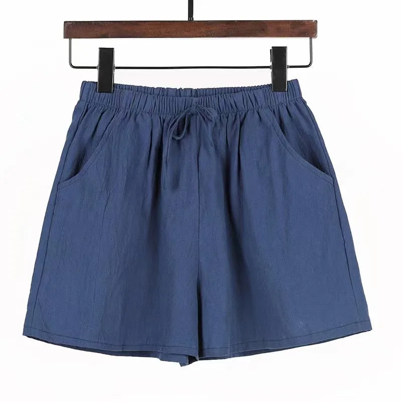 New Summer Cotton Linen Beach Shorts