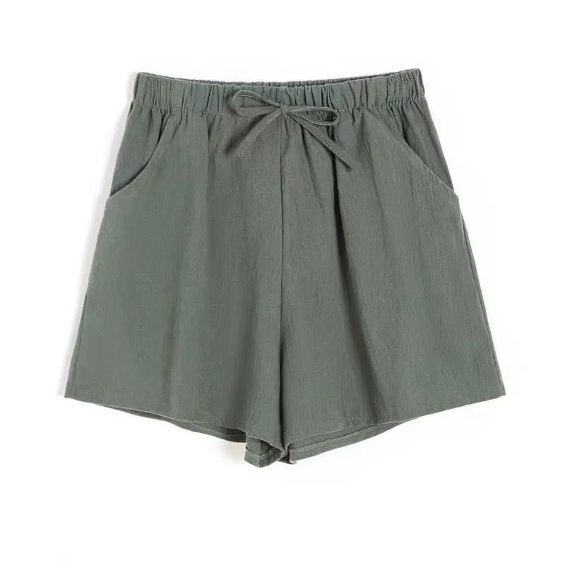 New Summer Cotton Linen Beach Shorts