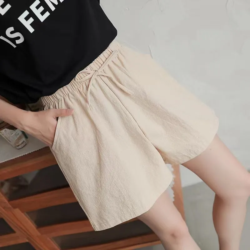 New Summer Cotton Linen Beach Shorts