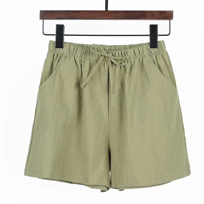 New Summer Cotton Linen Beach Shorts