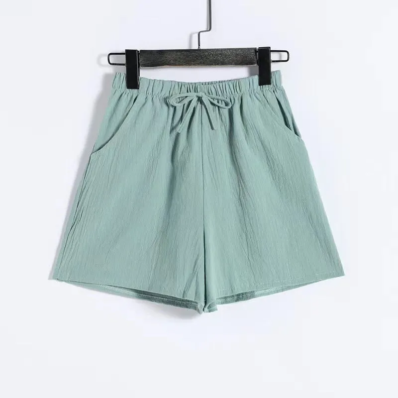 New Summer Cotton Linen Beach Shorts