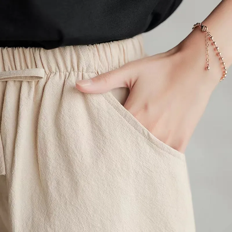 New Summer Cotton Linen Beach Shorts