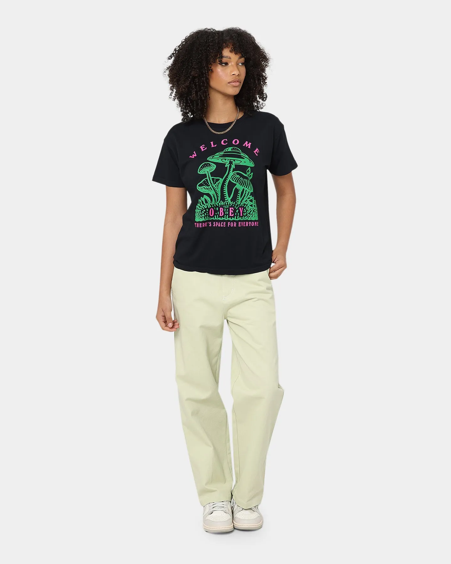 Obey Women's Space For Everyone T-Shirt Off Black