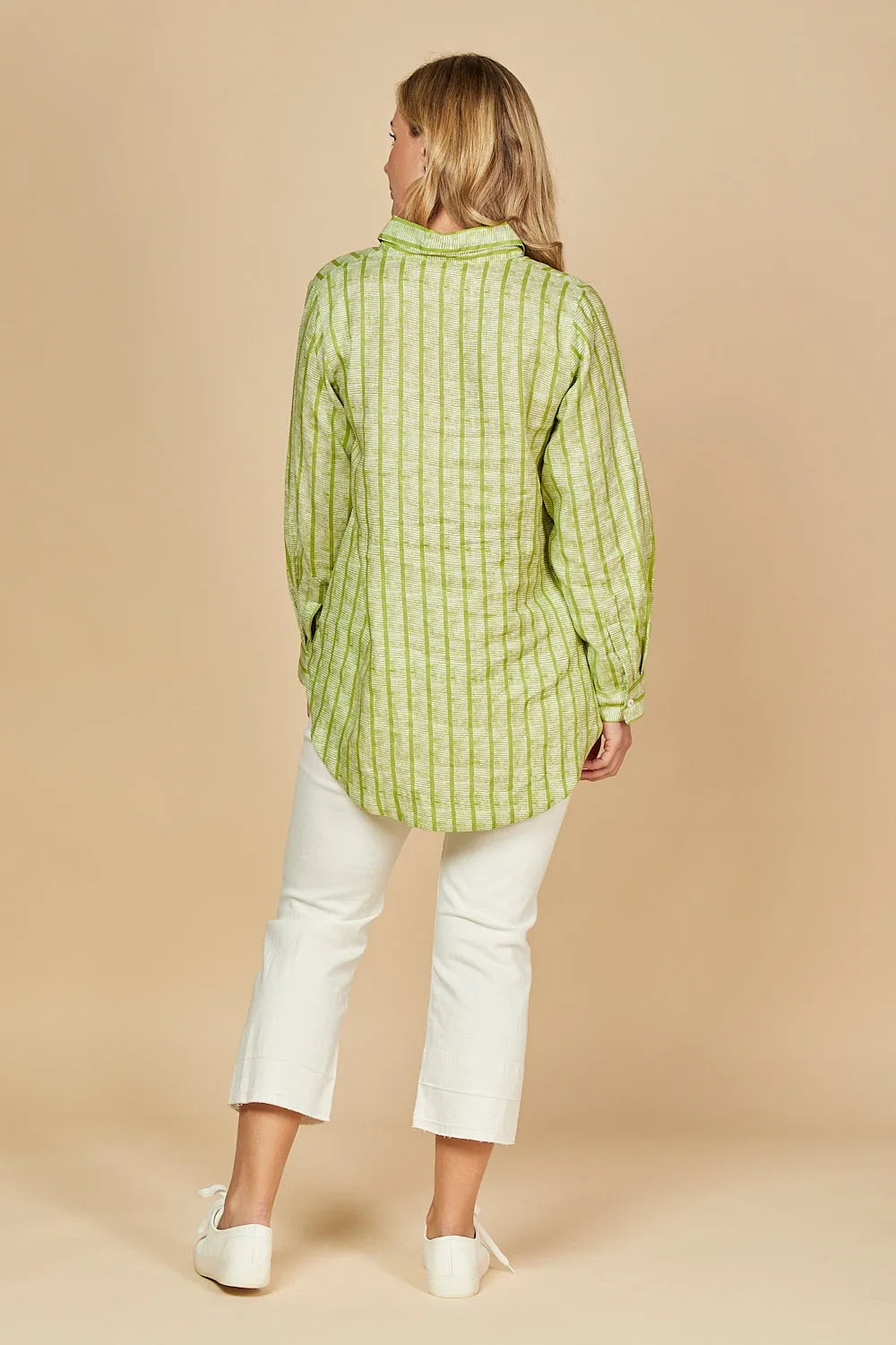 Oversized Linen Boyfriend Shirt in Sage