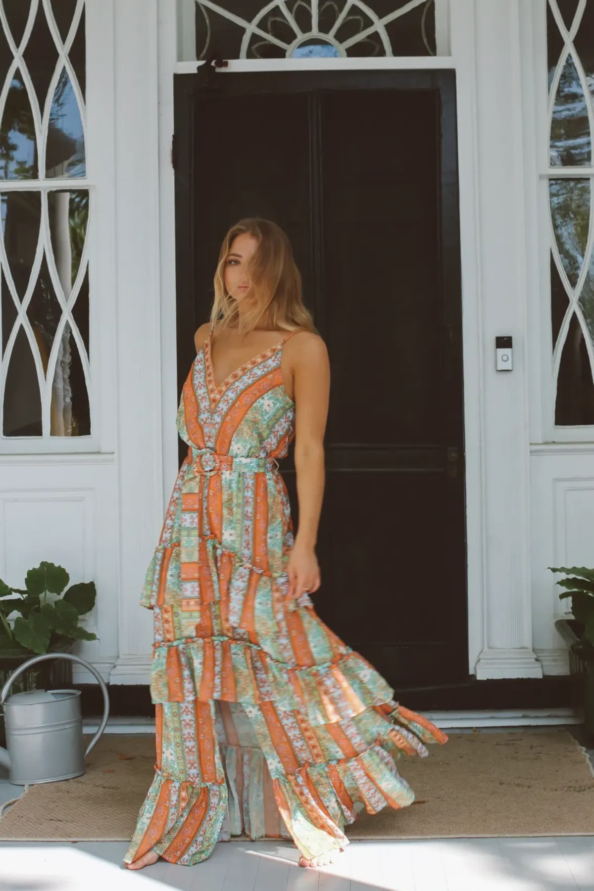 PALERMO BELTED PATTERN MAXI DRESS