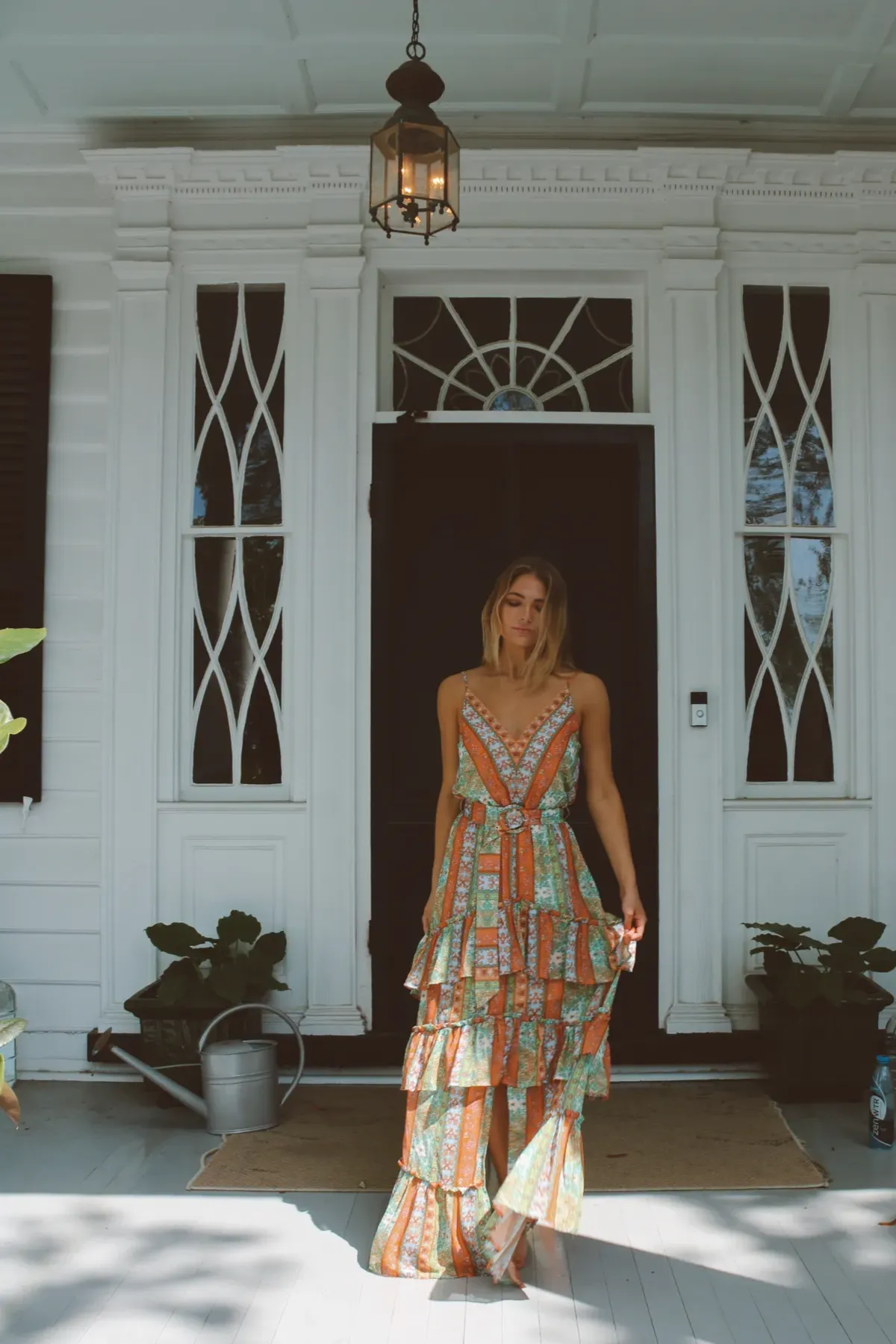 PALERMO BELTED PATTERN MAXI DRESS