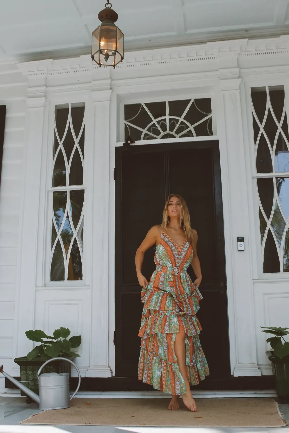 PALERMO BELTED PATTERN MAXI DRESS