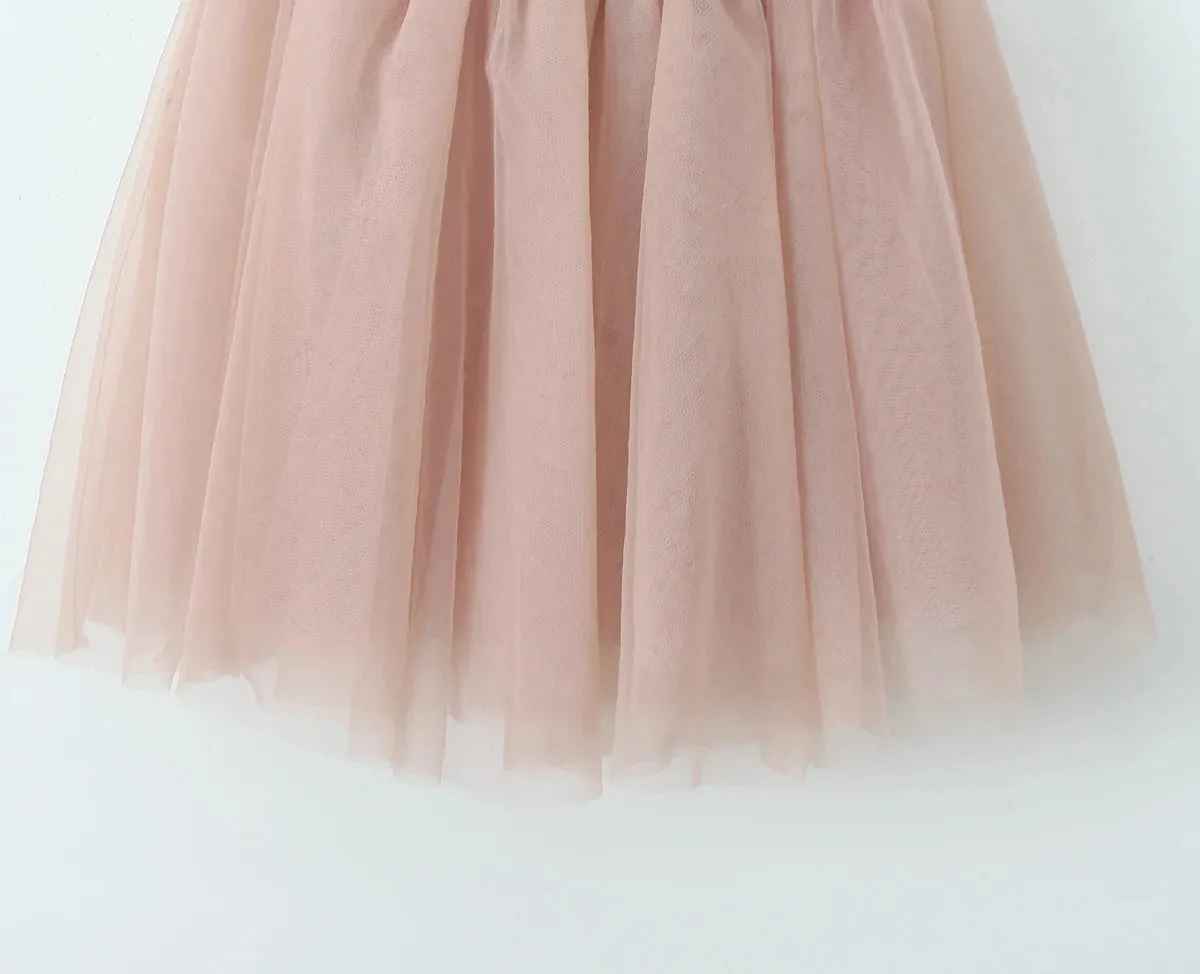 Pink Tulle Spaghetti Strap Mini Dress