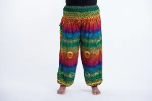 Plus Size Rainbow Elephant Unisex Elephant Pants in Green
