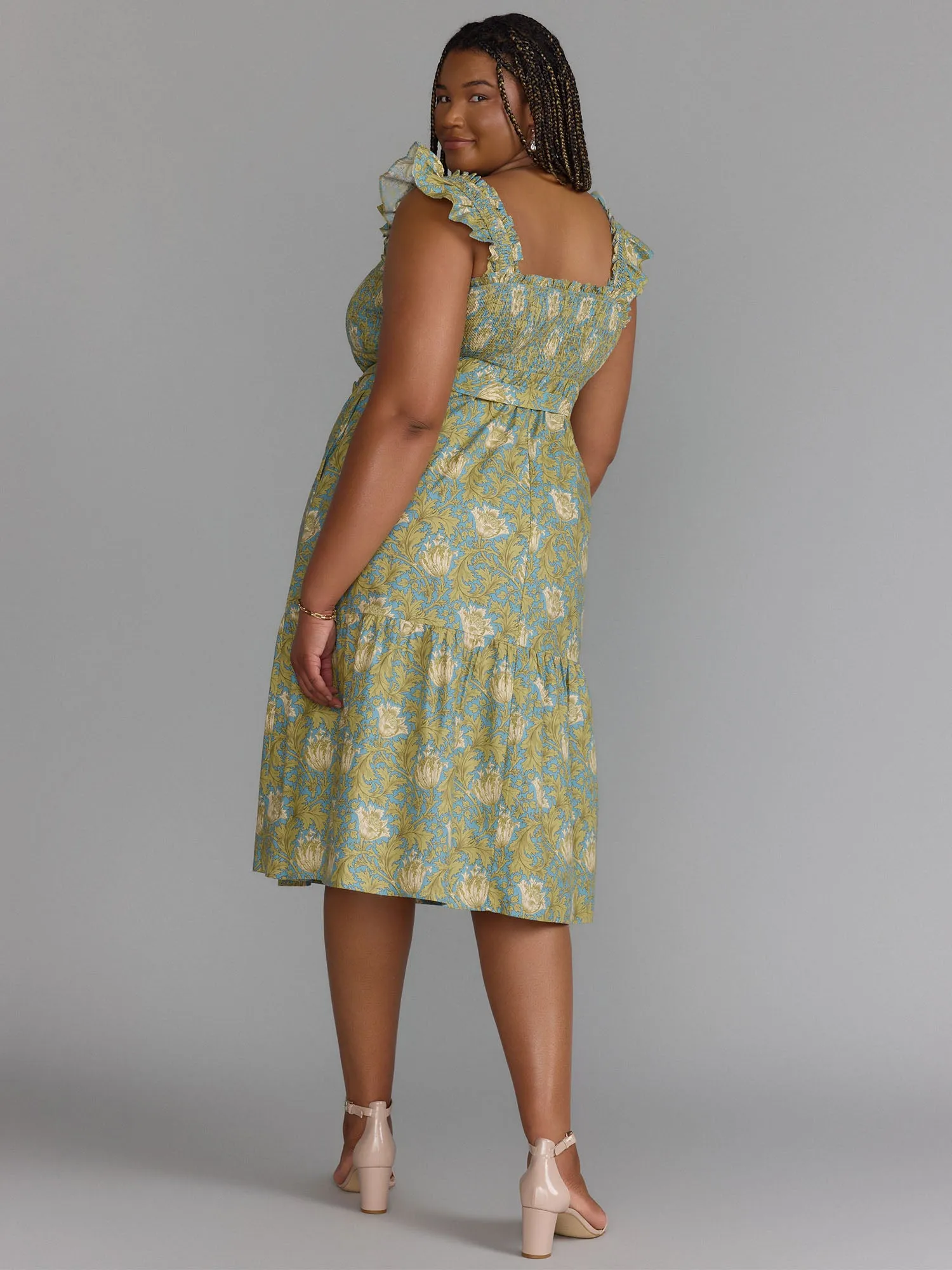Plus Sleeveless Floral Midi Dress
