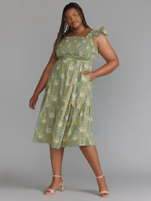 Plus Sleeveless Floral Midi Dress