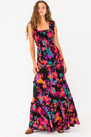 Printed Ruffle Maxi Dress