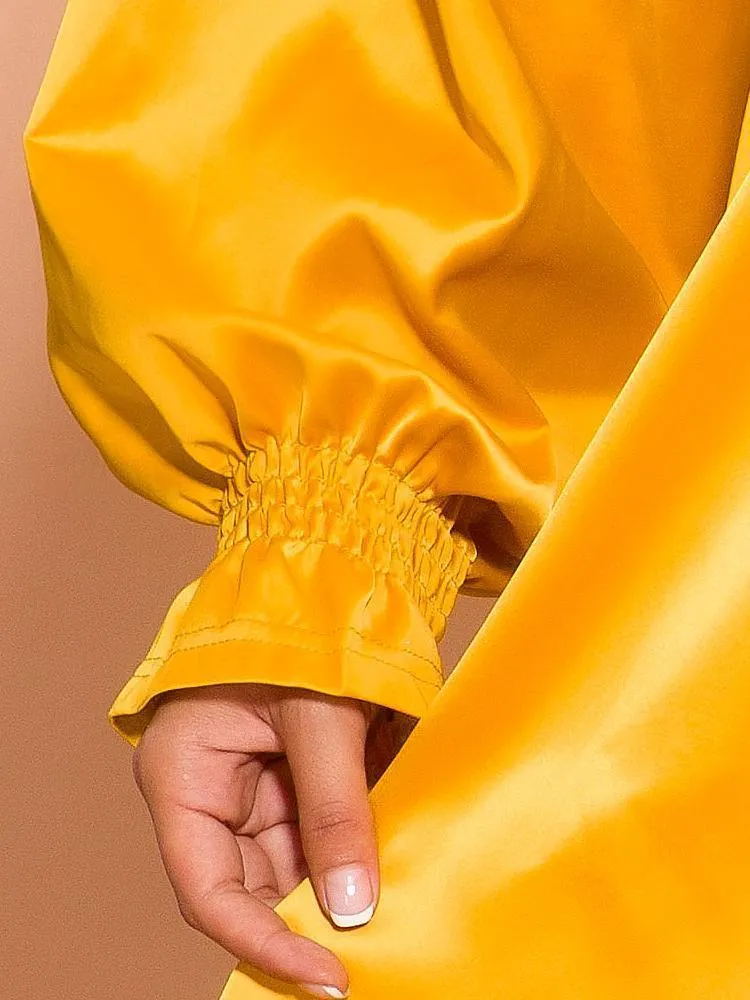Puff Sleeve Loose Mini Satin Dress