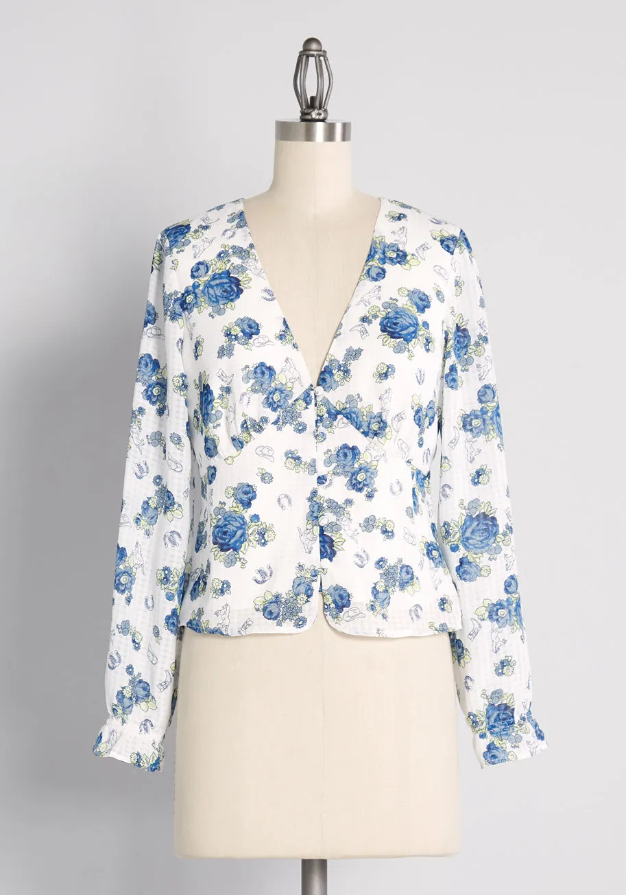 Rodeo Rose Button-Up Top