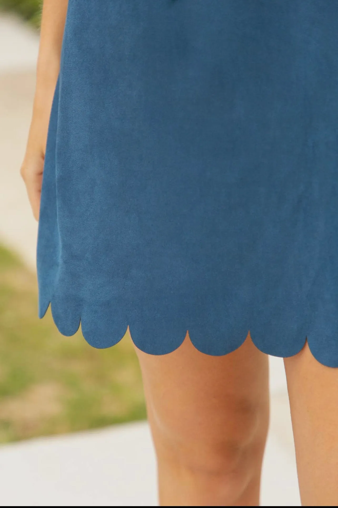 Scallop Detailed Suede Dress (2 colors)