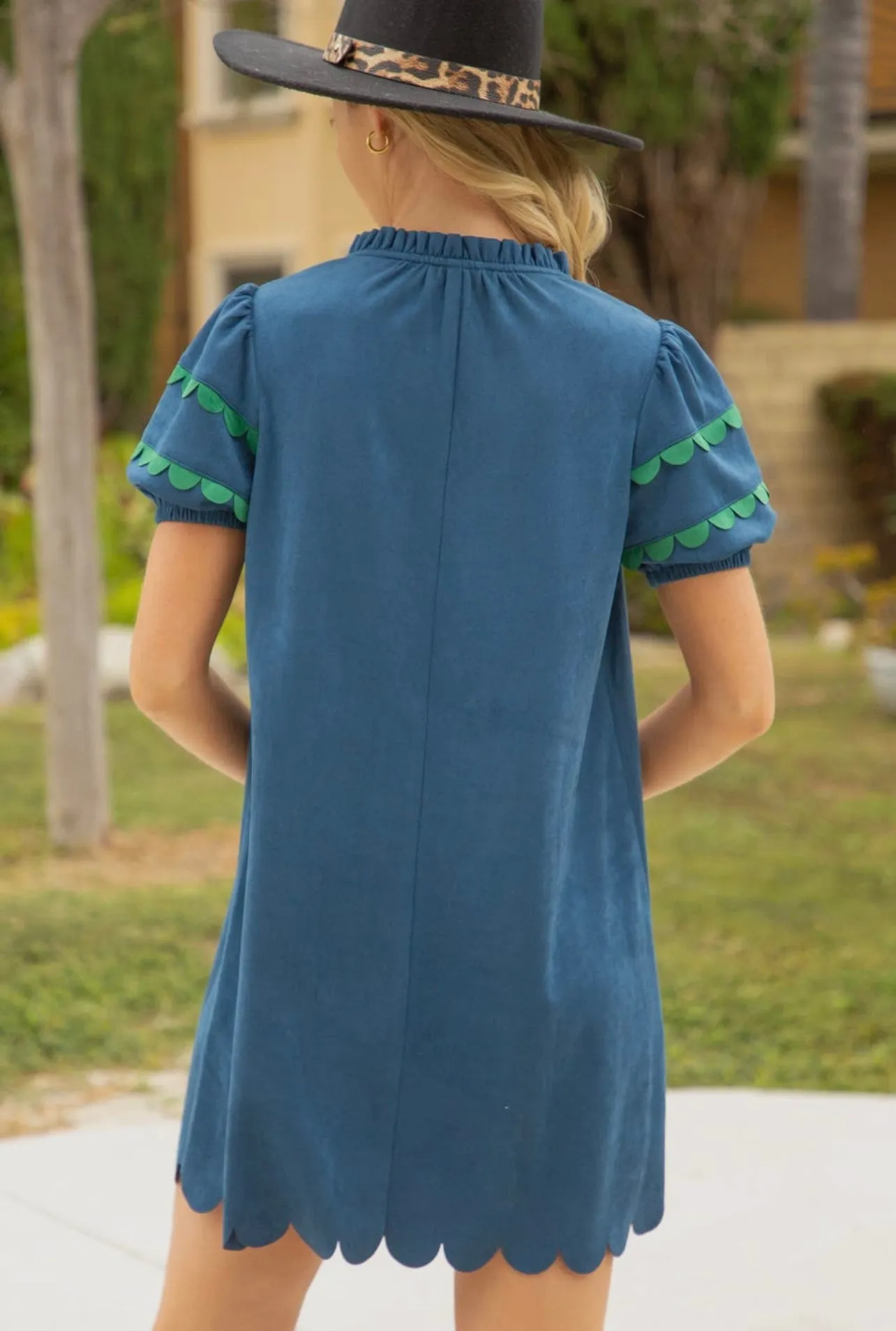 Scallop Detailed Suede Dress (2 colors)