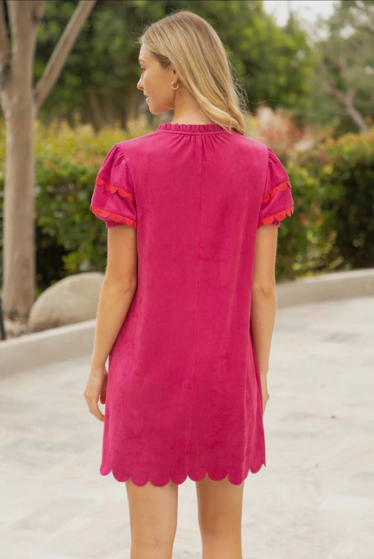 Scallop Detailed Suede Dress (2 colors)