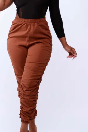 Solid High-Waist Pants