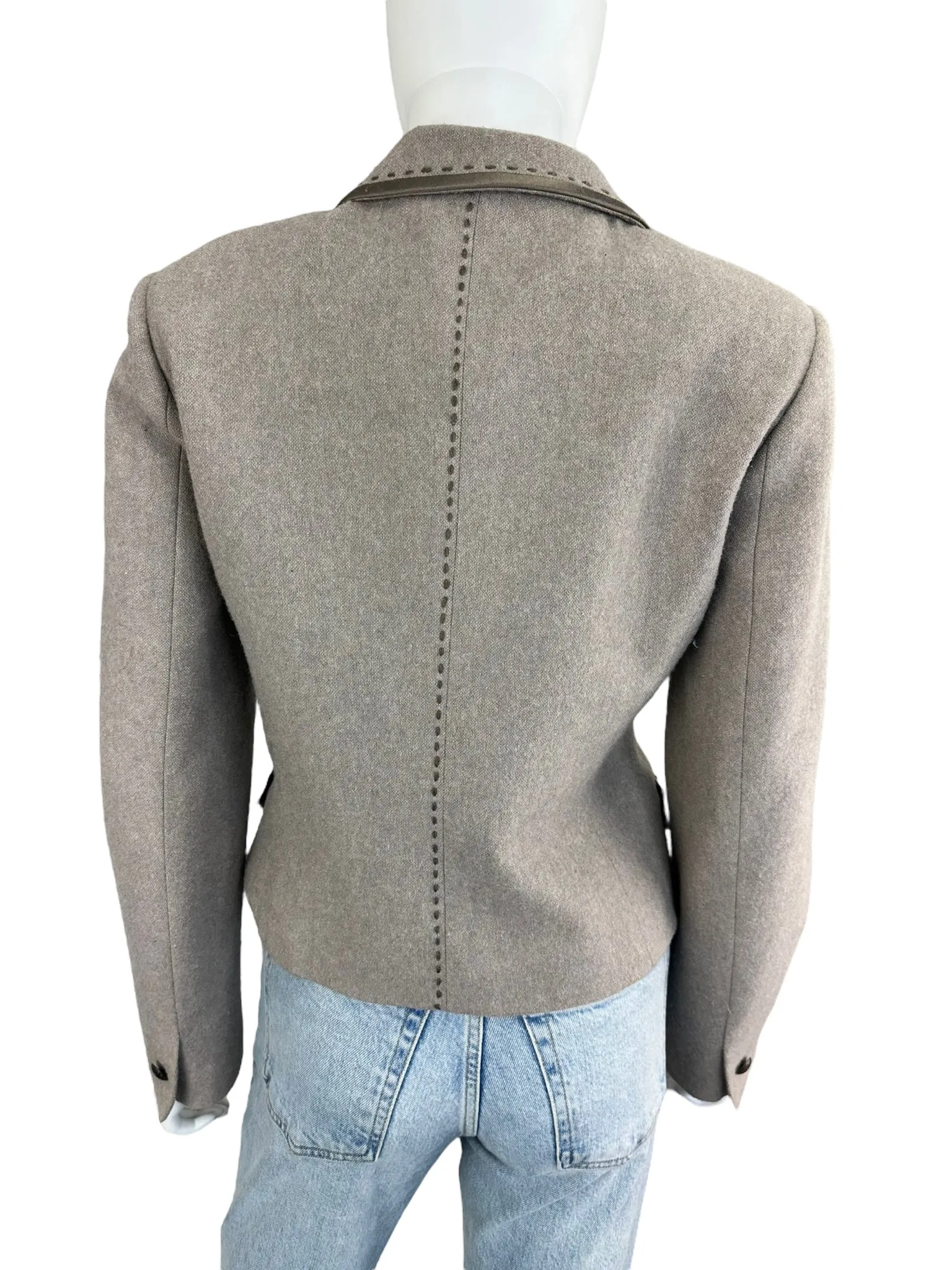 Spanner Cropped Beige Button Up Collard Coat Size 4