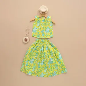 Sunny Garden - Yellow & Green Floral Skirt and Top Set