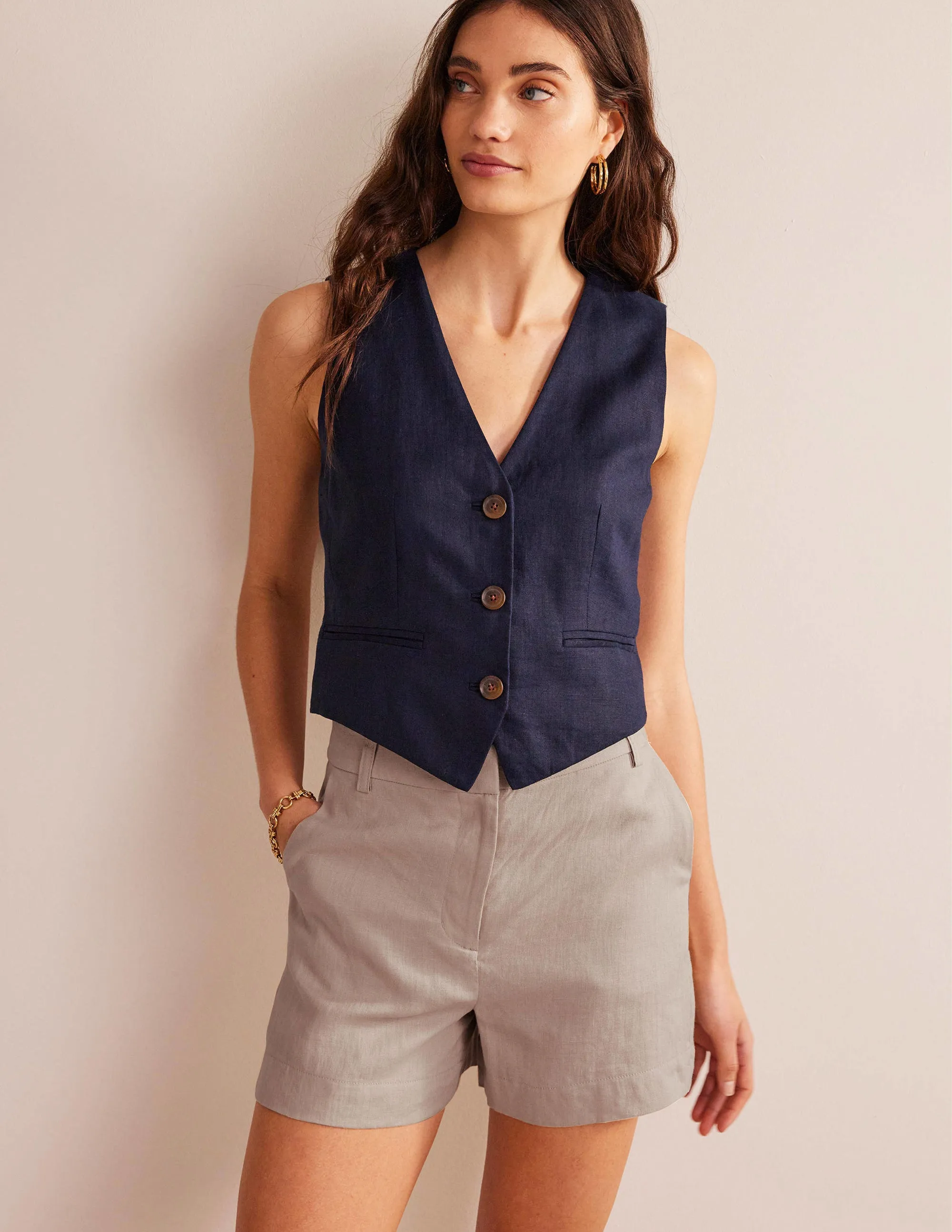Tailored Linen Shorts-Rope