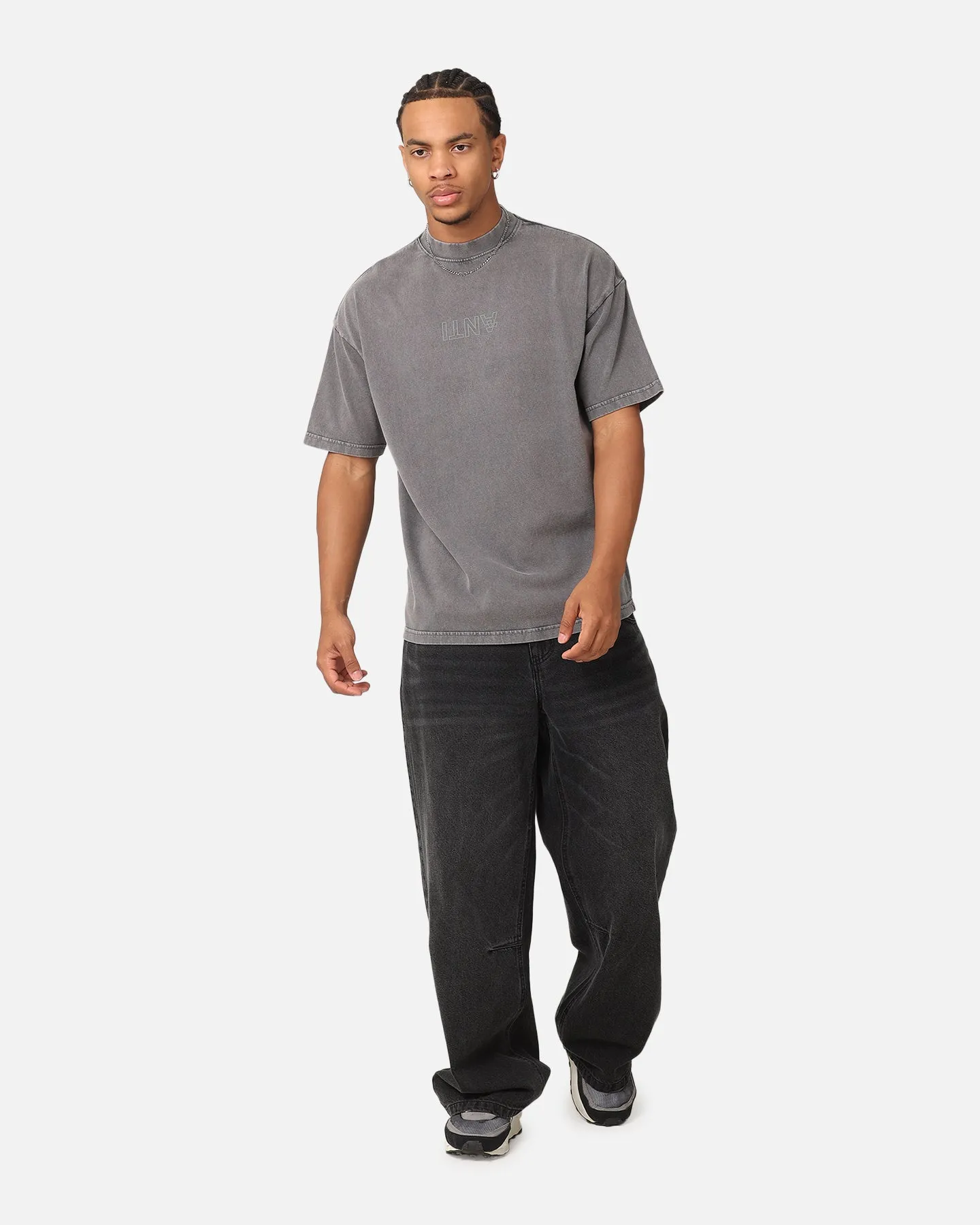 The Anti Order Anti XY Mock Neck T-Shirt Washed Charcoal