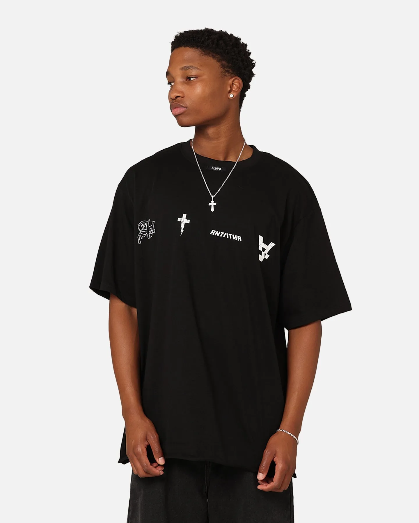 The Anti Order Stacked Logo Baggy T-Shirt Black