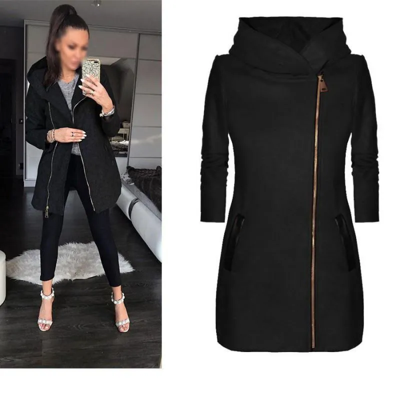 Velvet Hooded Turtleneck Zipper Jacket