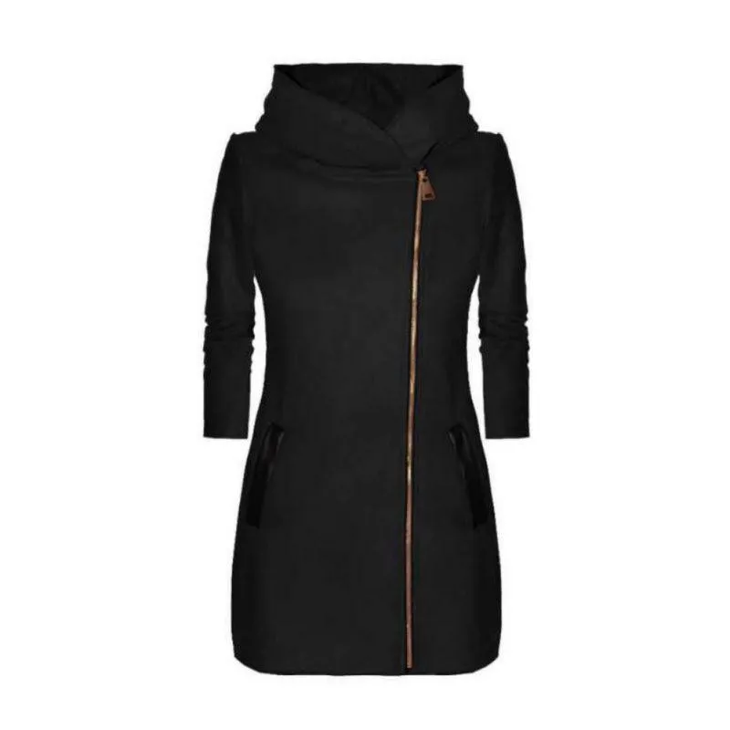 Velvet Hooded Turtleneck Zipper Jacket