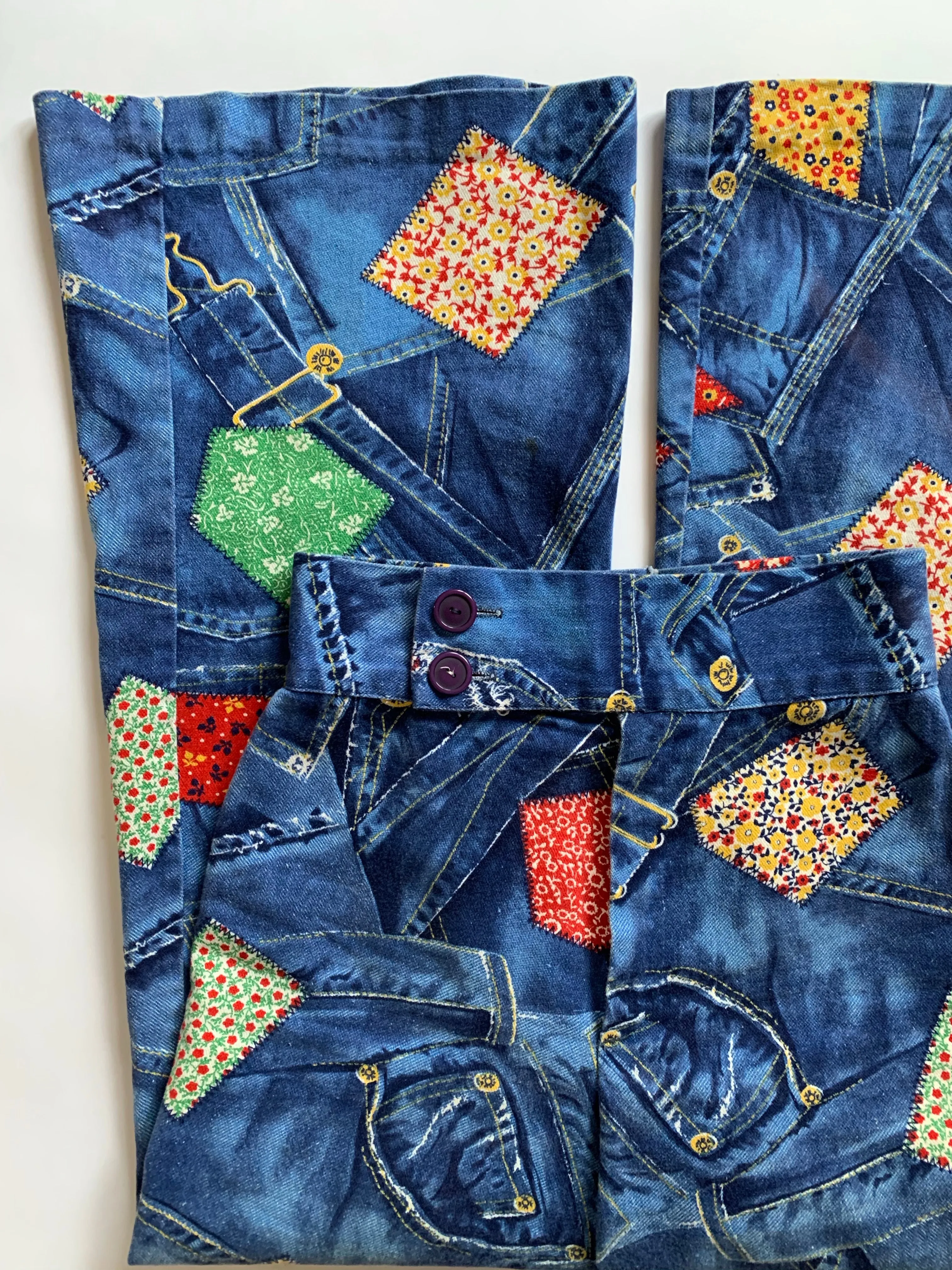 Vintage 1970s Denim Print Jeans