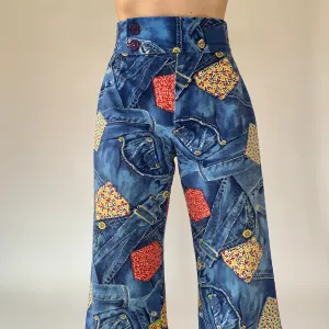 Vintage 1970s Denim Print Jeans