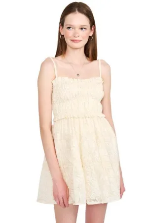 Womens Beige Spaghetti Strap Tiered Mini Dress