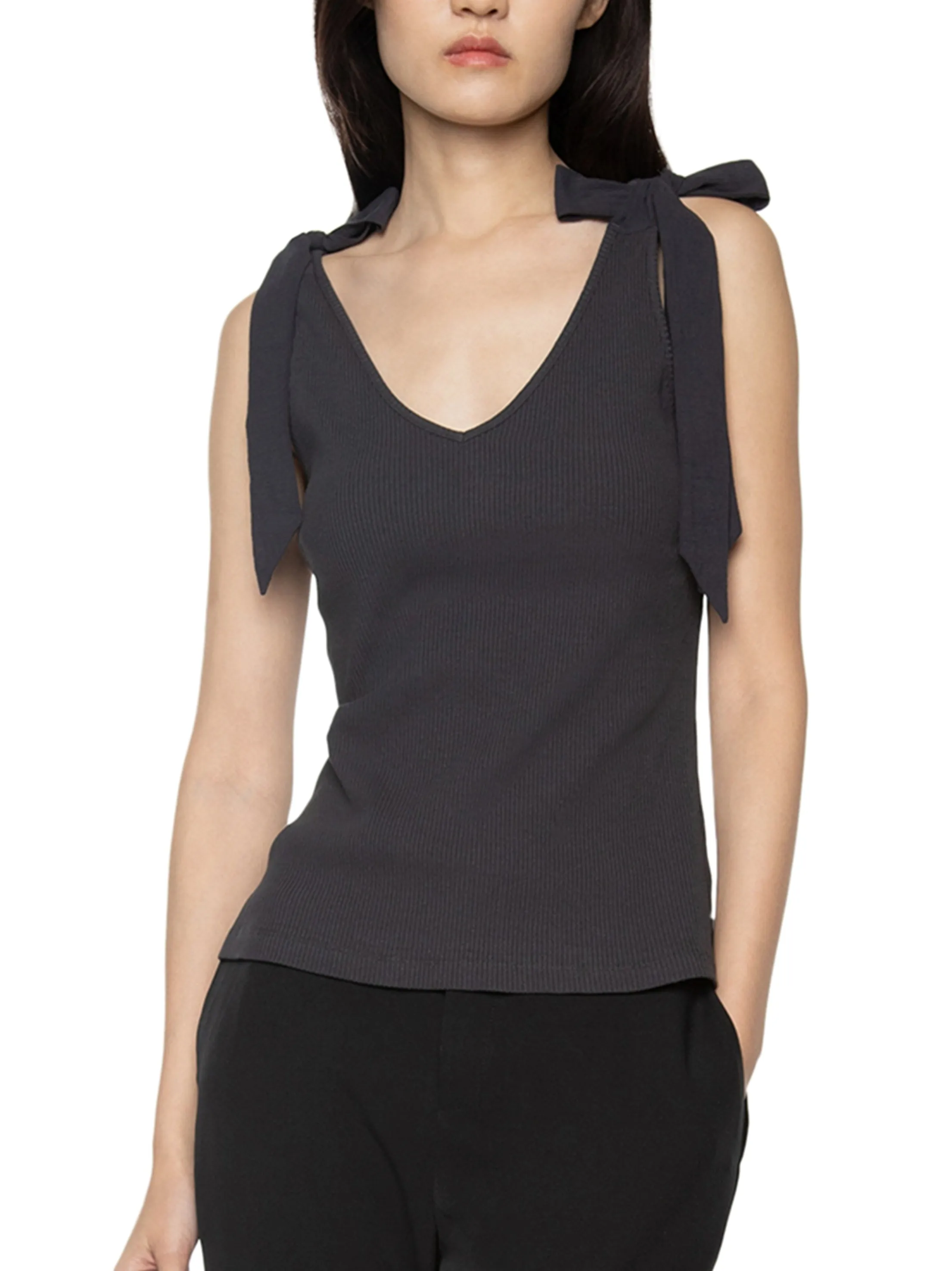 Women's Ribbed Tank Top,Dark Grey