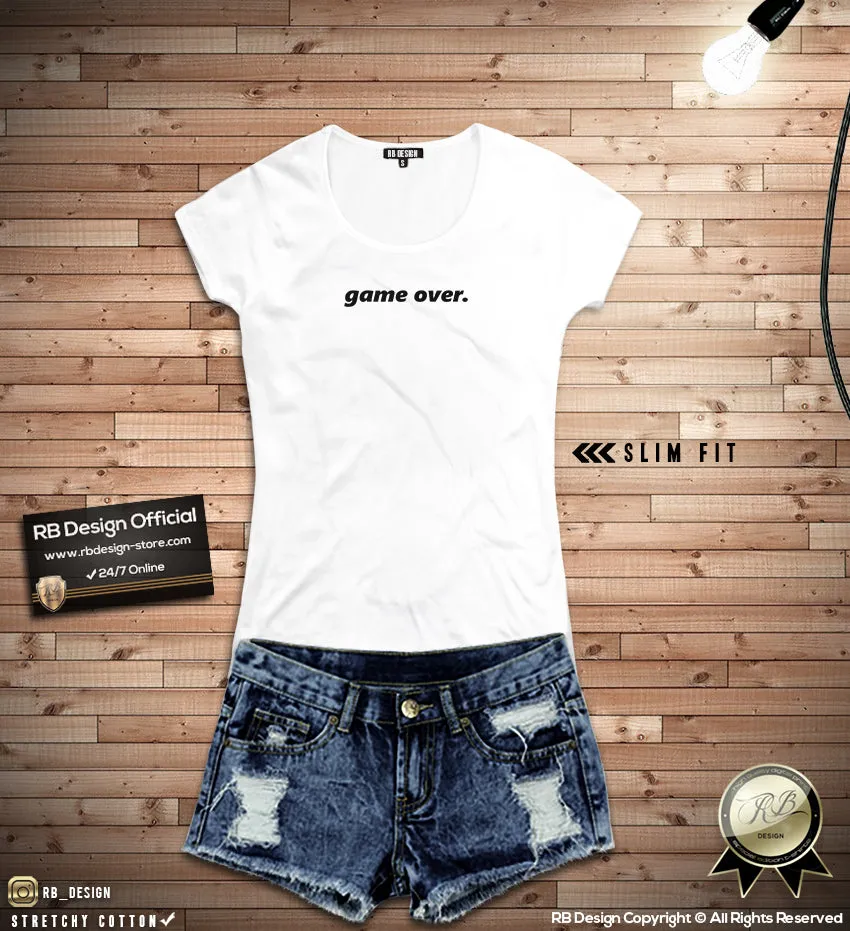 Women's T-shirt With Sayings " Game Over" WTD26 Black